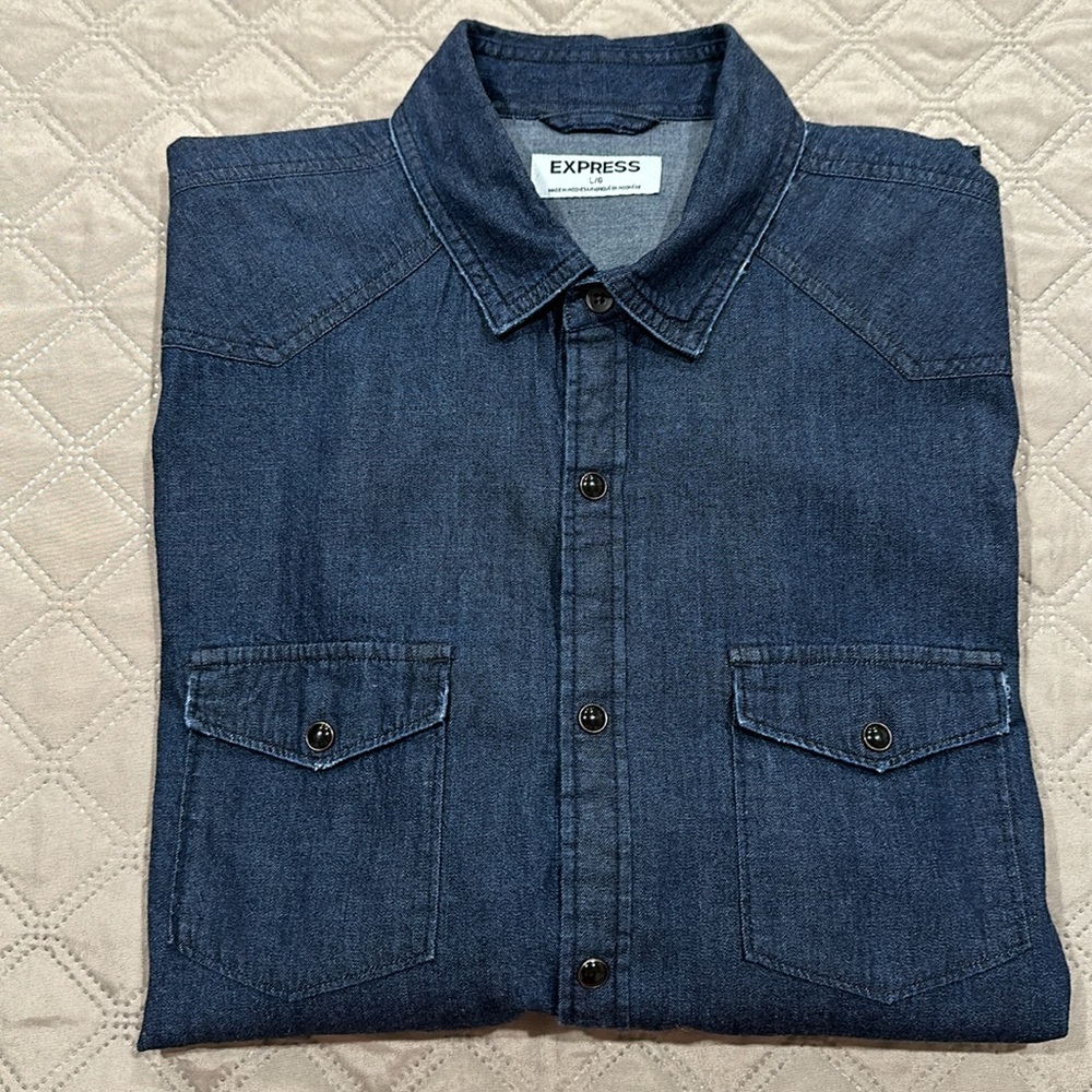 Express Denim Button Down Shirt.